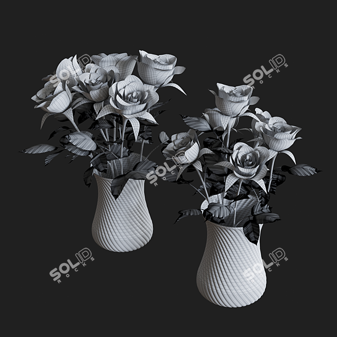 Elegant Roses Bouquet 3D model image 2