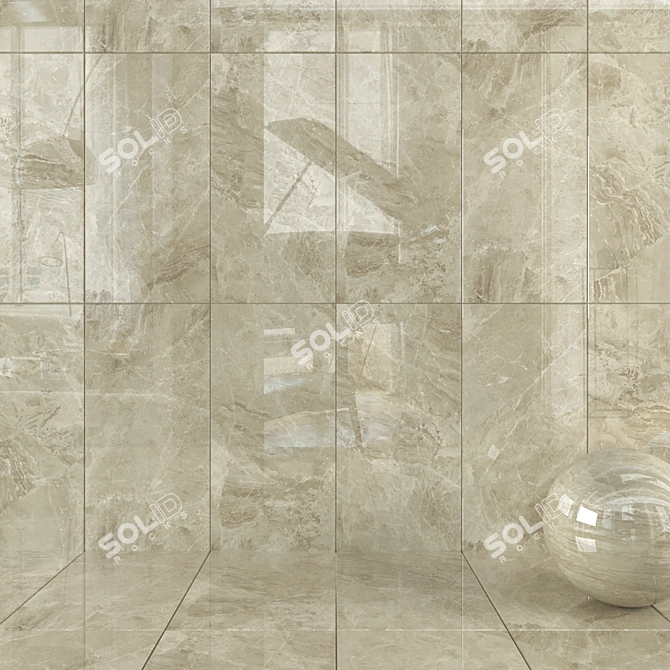 Elegant Tuana Cream Wall Tiles 3D model image 1