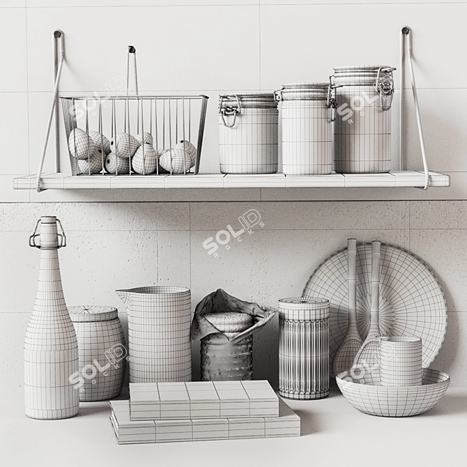 Elegant Kitchen Decor Set 3D model image 3