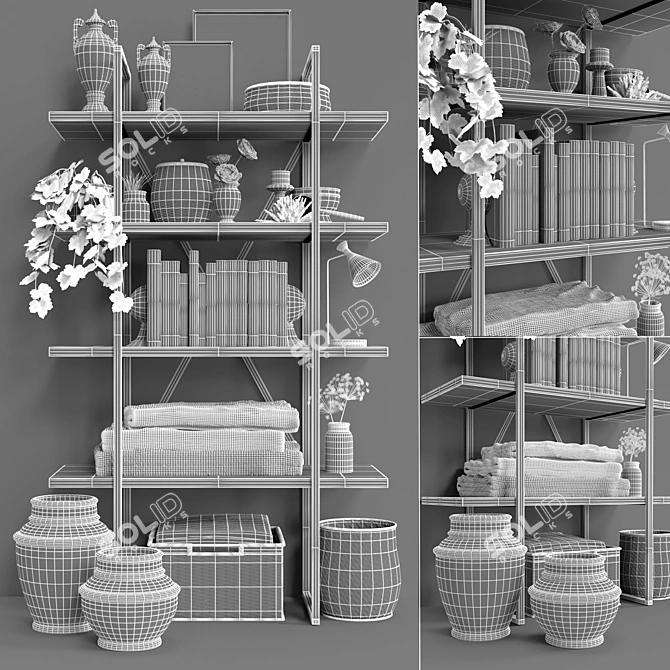 Pottery Barn Houston Bookcase: Stylish and Functional Storage 3D model image 2