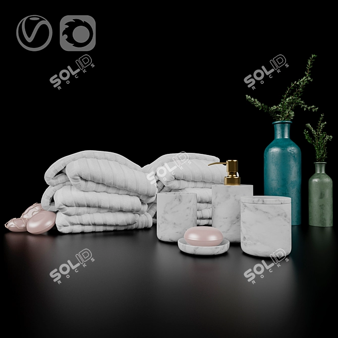 Luxury Bath Decor Set 3D model image 1