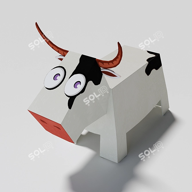 Delightful Low Poly Paper Cow 3D model image 1