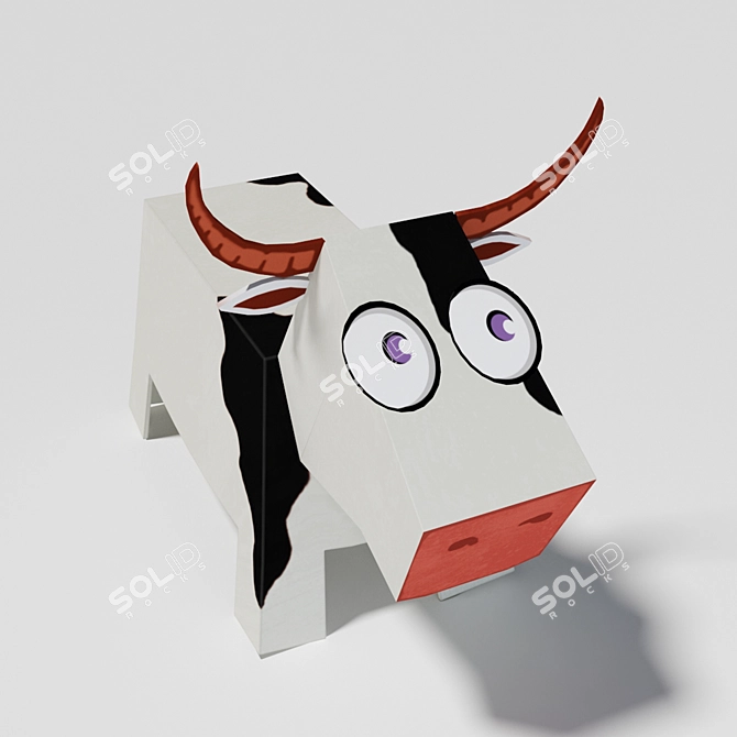 Delightful Low Poly Paper Cow 3D model image 2