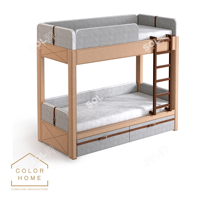 Brothers Bunk Bed: Iriska's Quality Sleep Solution 3D model image 1