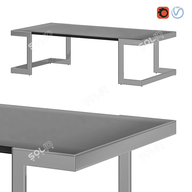 TORRE ATOM Coffee Table (Chrome, Black Glass) 3D model image 1