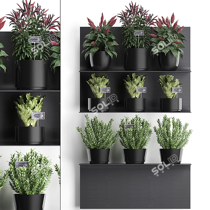 Vertical Garden Shelf: Exotic Plants and Refreshing Herbs 3D model image 1