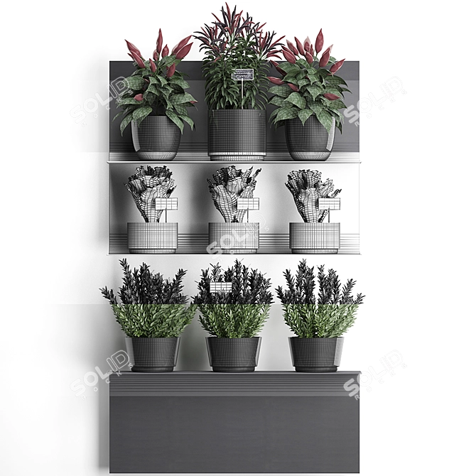 Vertical Garden Shelf: Exotic Plants and Refreshing Herbs 3D model image 3