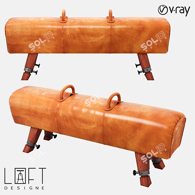 Goat LoftDesigne 30765: Stylish Leather and Wood Seating 3D model image 1