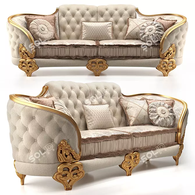 Luxurious Boboli Double Sofa: Italian Craftsmanship at Its Finest 3D model image 1