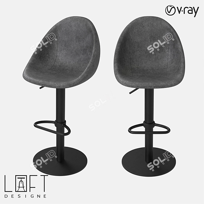 LoftDesigne 30407 Bar Stool: Stylish Metal and Eco-Leather 3D model image 1