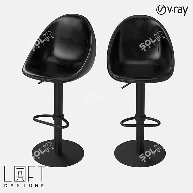 LoftDesigne 30408 Metal Bar Stool with Eco-Leather Seat 3D model image 1