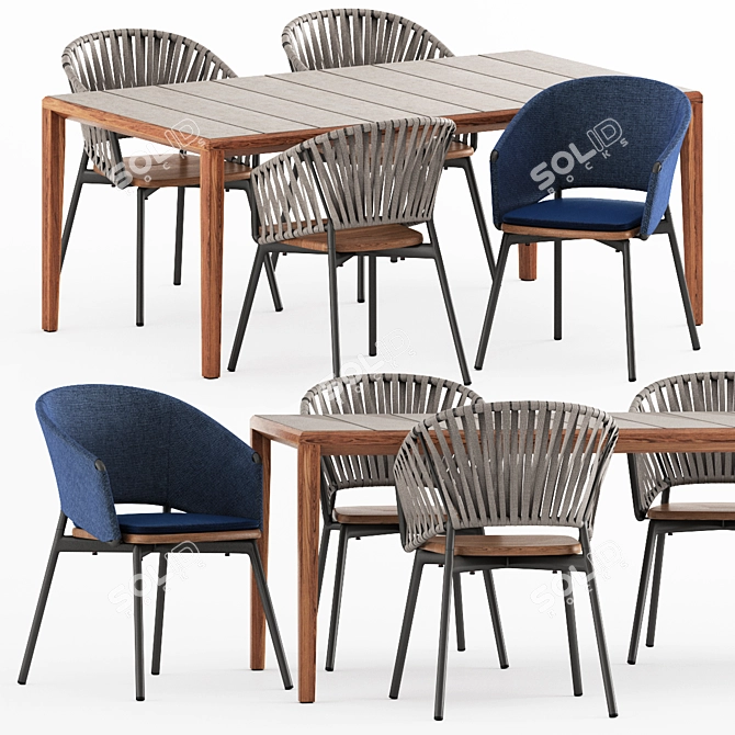 TEKA 173 Table + PIPER 022/122 Chairs by Roda 3D model image 1