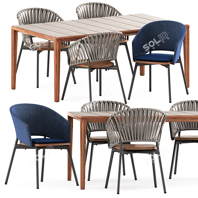 TEKA 173 Table + PIPER 022/122 Chairs by Roda 3D model image 4