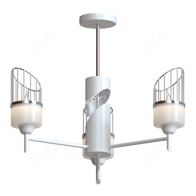 Modern Metal and Glass Wall Chandelier 3D model image 1