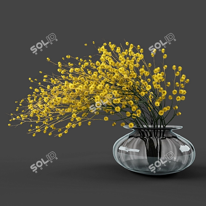 Elegant Acacia Vase 3D model image 1