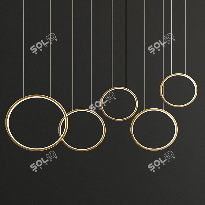 Modern Circle Rings Suspension 3D model image 1