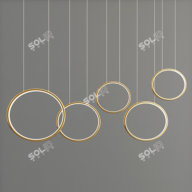 Modern Circle Rings Suspension 3D model image 2