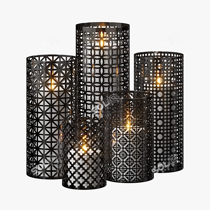 Exquisite Moroccan Lanterns: Union Jack, Cloverleaf, and More! 3D model image 1