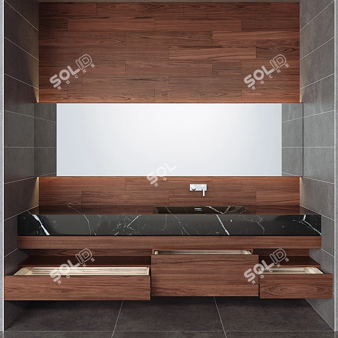 Marble Washbasin Bathroom Furniture 3D model image 1