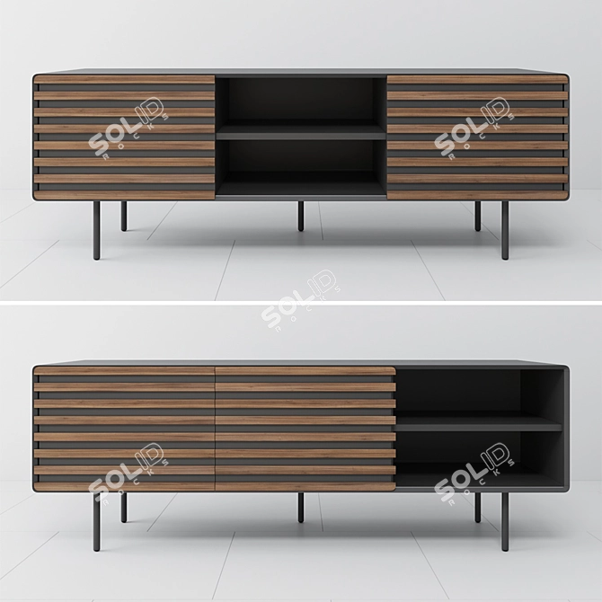 Fashionable Graphite TV Cabinet with MDF Structure 3D model image 1