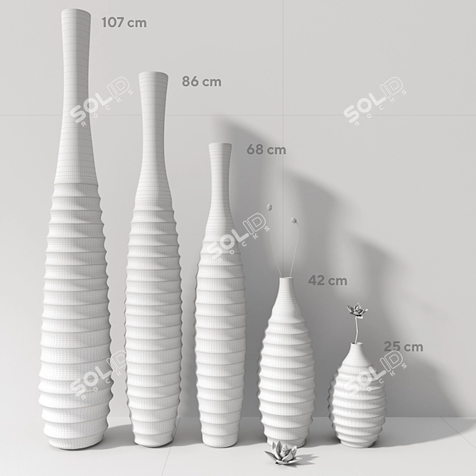 Title: Sleek Black Vases Set 3D model image 3