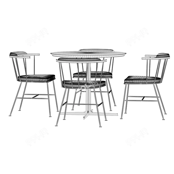 Modern Mim Chair Set 3D model image 2