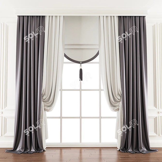 Refined Curtain Design 3D model image 1