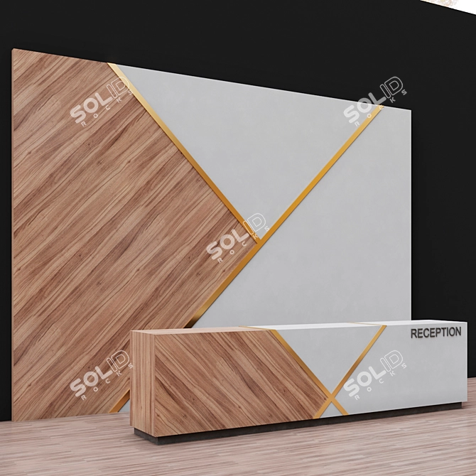 Elegant Reception Desk: 4500mm Width, 710mm Depth, 1155mm Height 3D model image 2