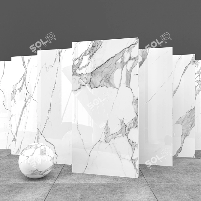 Carrara Marble Mirror: Ultimate Textures 3D model image 1