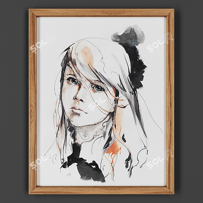 Wooden Frame Artwork 3D model image 1