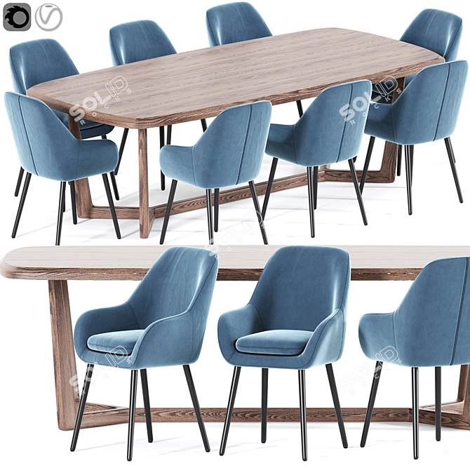Elegant Memphis Dining Chair Set 3D model image 1