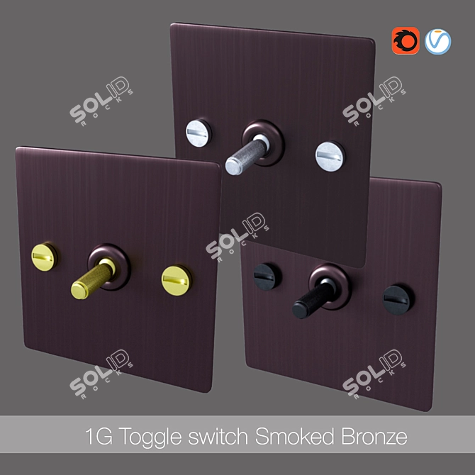 Title: Sleek 1G Smoked Bronze Toggle Switch 3D model image 1