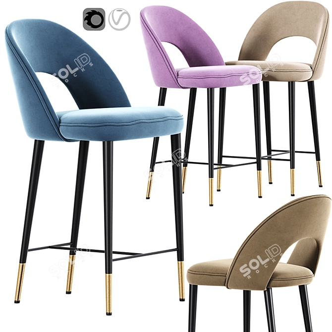 Retro Chic Barstool: Mid Century Design 3D model image 1