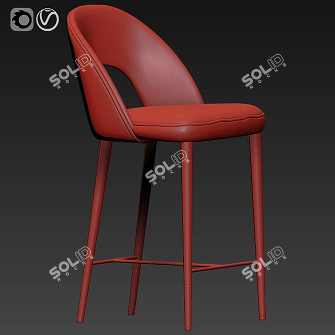 Retro Chic Barstool: Mid Century Design 3D model image 3