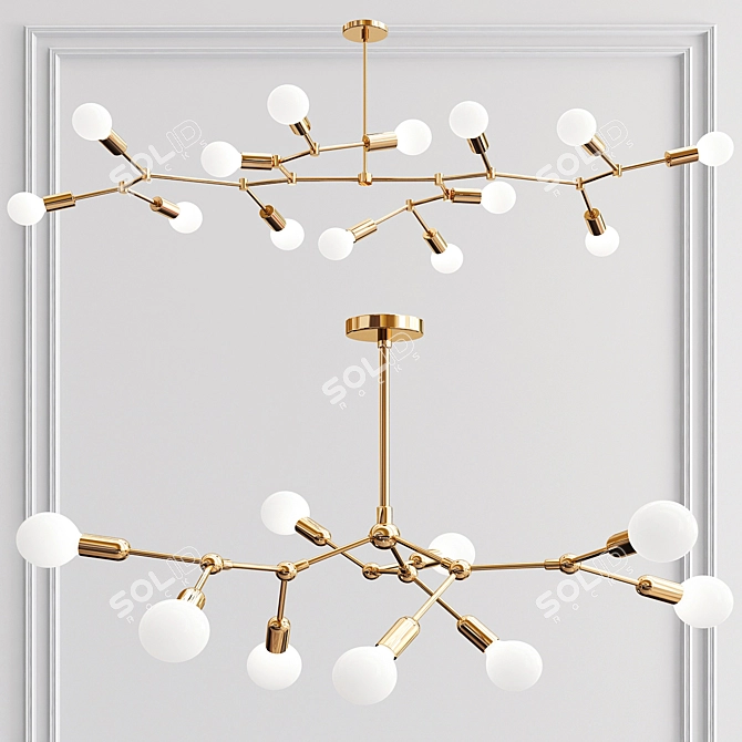 Modern Branch Chandelier: Molecular Elegance 3D model image 1