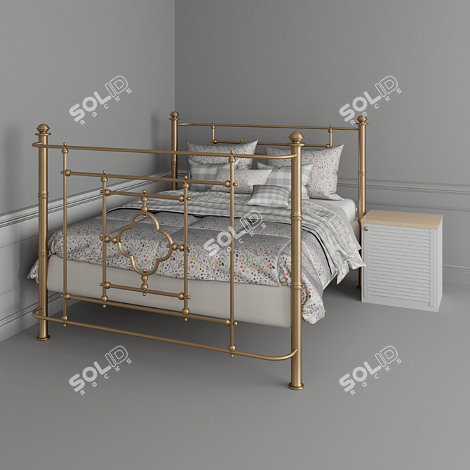 Elegant Provence-style Bed 3D model image 1