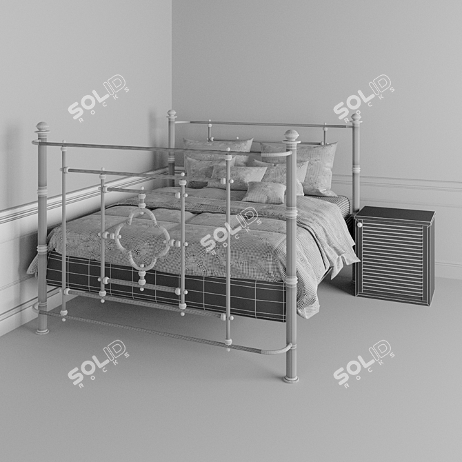 Elegant Provence-style Bed 3D model image 2