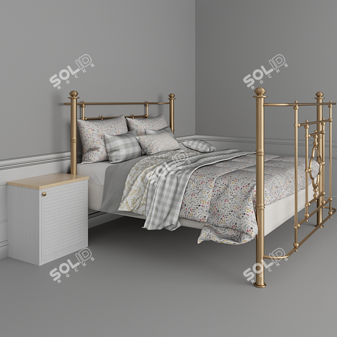 Elegant Provence-style Bed 3D model image 3