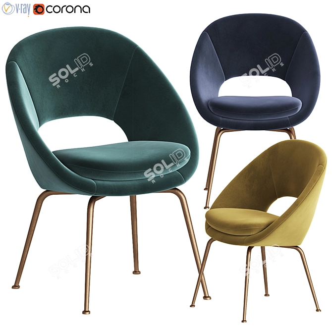 Orb Velvet Dining Chair: Elegant and Stylish 3D model image 1