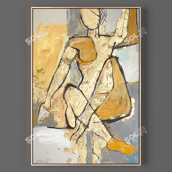 Metallic Frame Painting 810x1170mm 3D model image 1