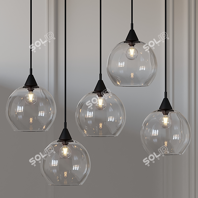 Sleek Black Pendant Light: Firefly 5 Bulb 3D model image 1