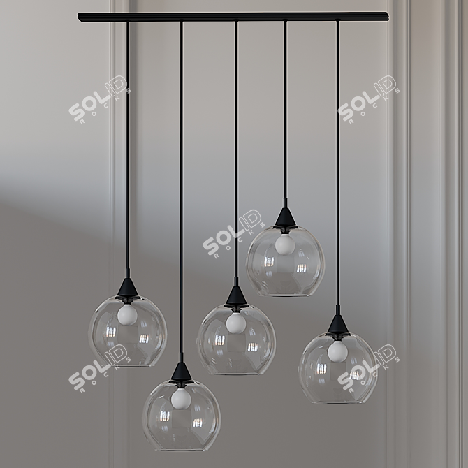 Sleek Black Pendant Light: Firefly 5 Bulb 3D model image 2