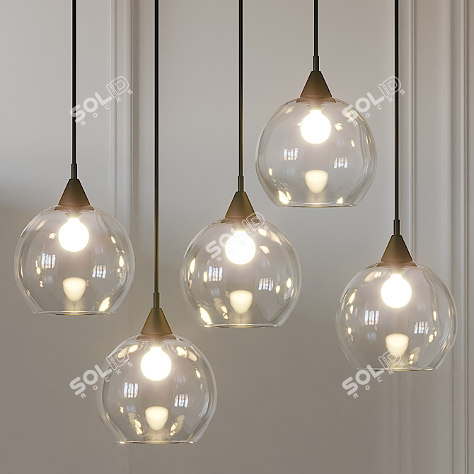 Sleek Black Pendant Light: Firefly 5 Bulb 3D model image 3