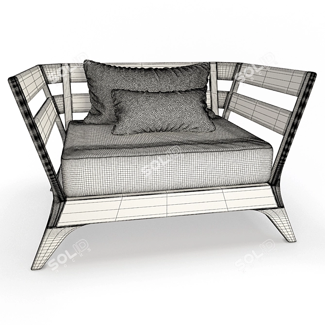 Modern Wooden Outdoor Armchair: Village Unopiu 3D model image 2