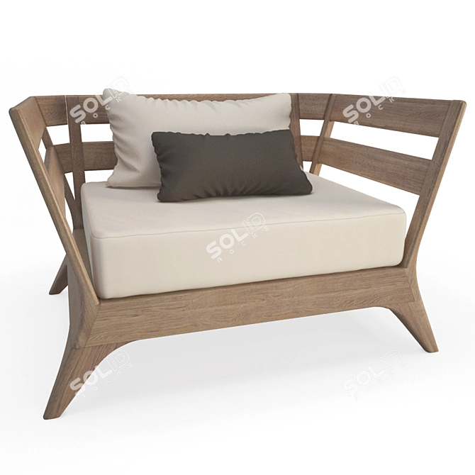 Modern Wooden Outdoor Armchair: Village Unopiu 3D model image 3