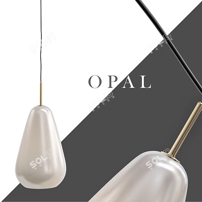 Elegant Opal Pendant Light 3D model image 1