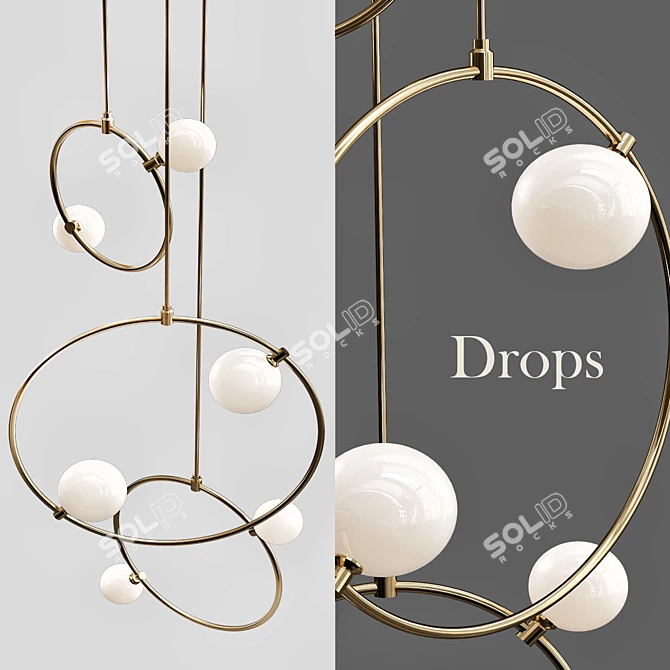 Wooden Drops Shelf: Minimalist Elegance 3D model image 1