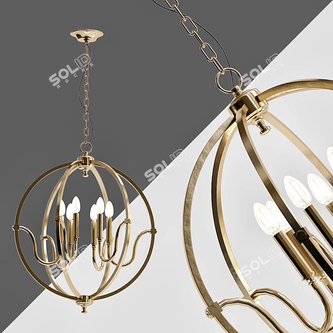 Glamorous Golden Glow Chandelier 3D model image 1