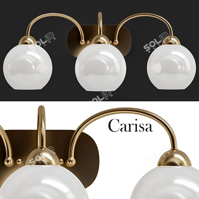 Vintage Gold 3-Light Bath Fixture 3D model image 1