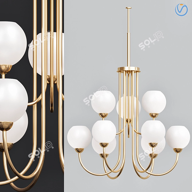 Vintage Gold Chandelier: Carisa Collection 3D model image 1